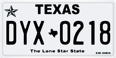 TX license plate DYX0218