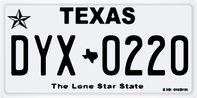 TX license plate DYX0220