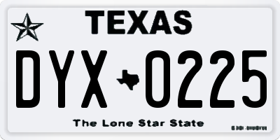 TX license plate DYX0225