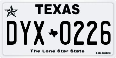 TX license plate DYX0226