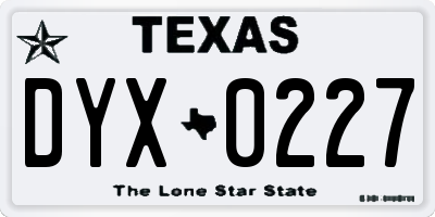 TX license plate DYX0227