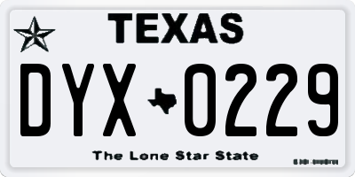 TX license plate DYX0229