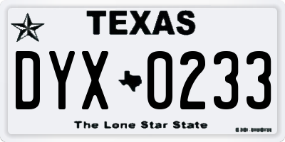 TX license plate DYX0233