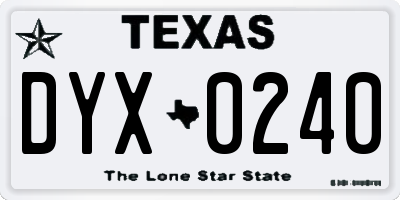 TX license plate DYX0240