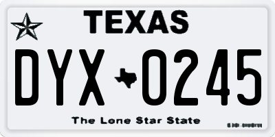 TX license plate DYX0245