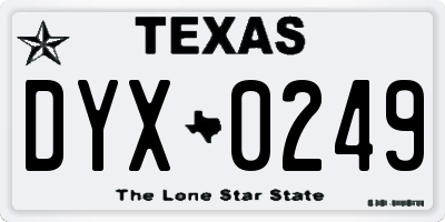 TX license plate DYX0249