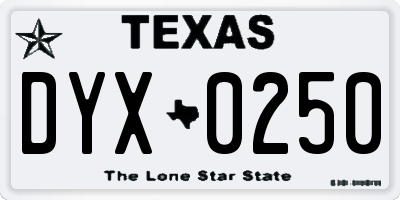 TX license plate DYX0250