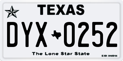 TX license plate DYX0252