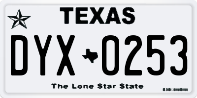 TX license plate DYX0253