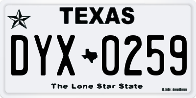 TX license plate DYX0259