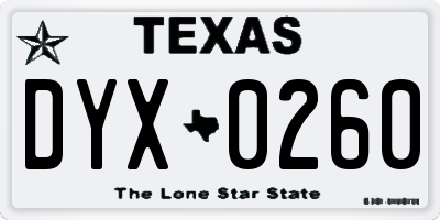 TX license plate DYX0260