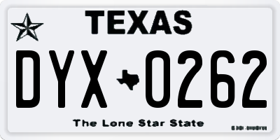 TX license plate DYX0262