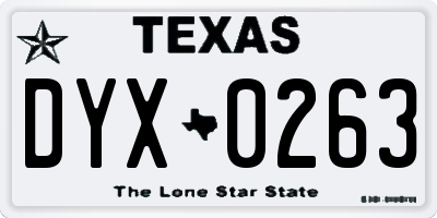 TX license plate DYX0263