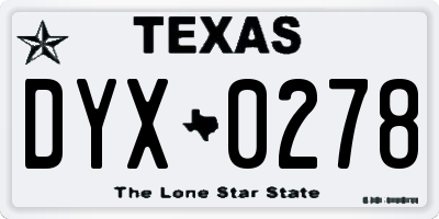 TX license plate DYX0278