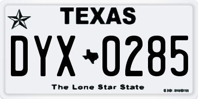 TX license plate DYX0285