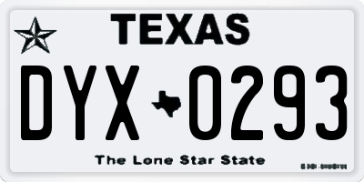 TX license plate DYX0293