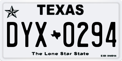 TX license plate DYX0294