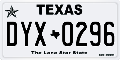 TX license plate DYX0296