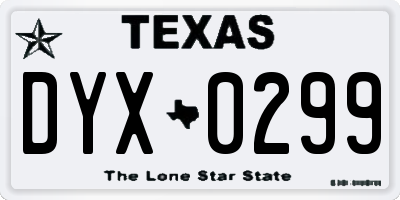 TX license plate DYX0299