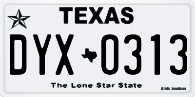 TX license plate DYX0313