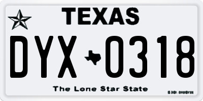 TX license plate DYX0318