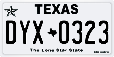 TX license plate DYX0323