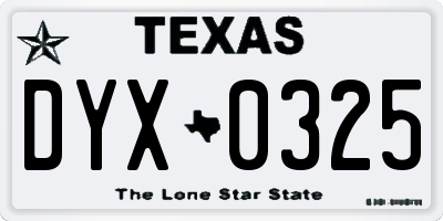 TX license plate DYX0325