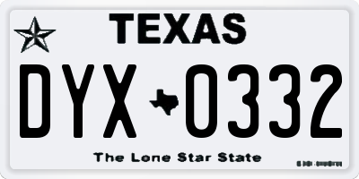 TX license plate DYX0332