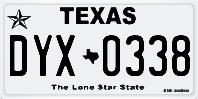 TX license plate DYX0338