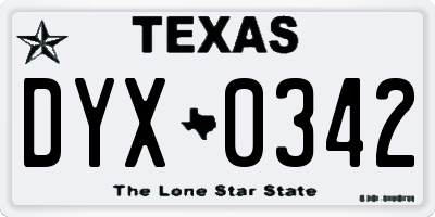 TX license plate DYX0342