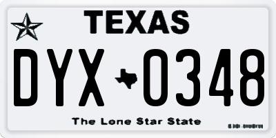 TX license plate DYX0348