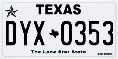 TX license plate DYX0353