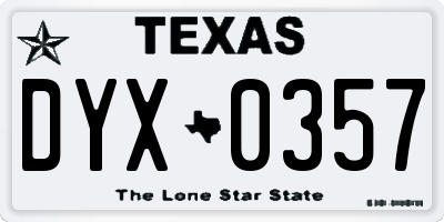 TX license plate DYX0357