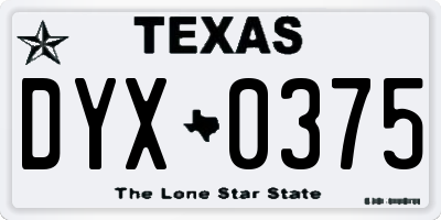 TX license plate DYX0375