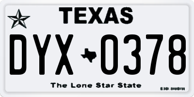TX license plate DYX0378