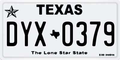 TX license plate DYX0379