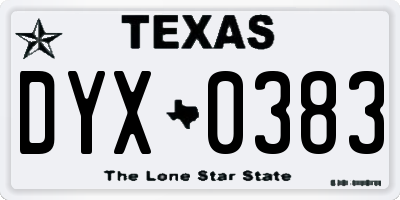 TX license plate DYX0383