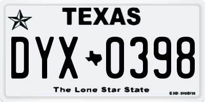 TX license plate DYX0398