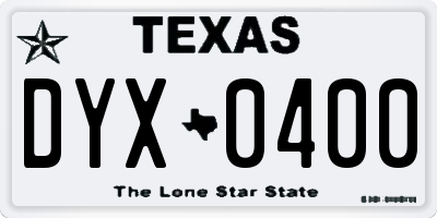 TX license plate DYX0400