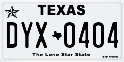 TX license plate DYX0404