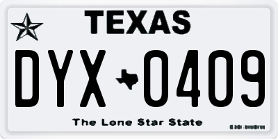 TX license plate DYX0409
