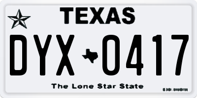 TX license plate DYX0417