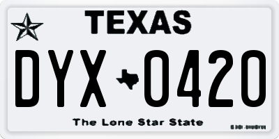 TX license plate DYX0420
