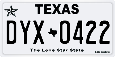 TX license plate DYX0422