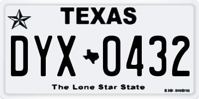TX license plate DYX0432