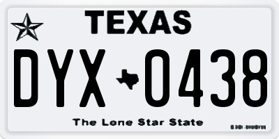TX license plate DYX0438