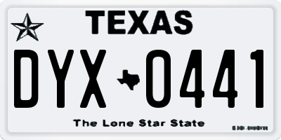 TX license plate DYX0441