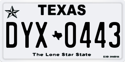 TX license plate DYX0443