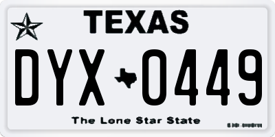 TX license plate DYX0449