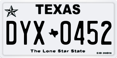 TX license plate DYX0452